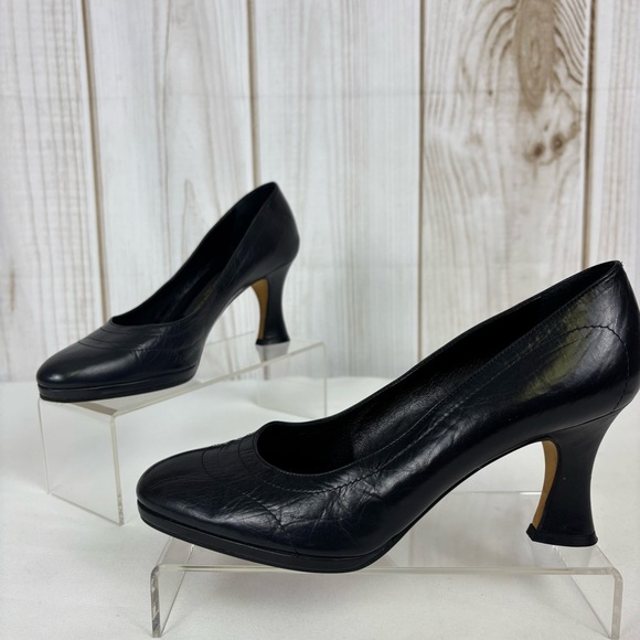 Donna Karan Shoes - Donna Karen New York Pumps Leather Sleek Classic Sculpture Heel Black Size 6.5B